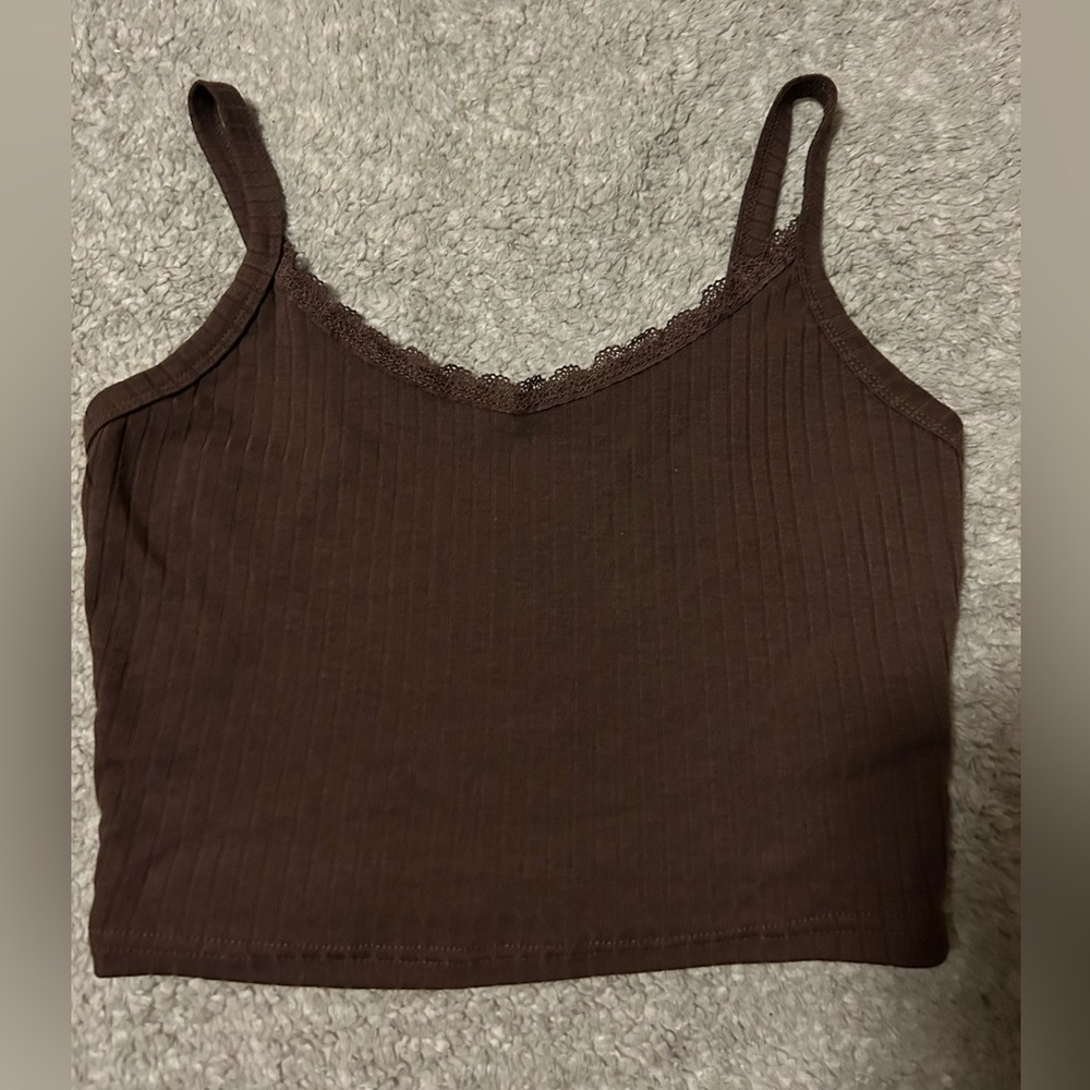 Short Brown Tank top with Laced Design, Never Worn